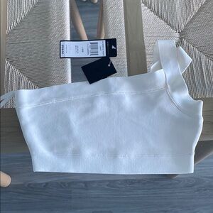 BCBGMaxAzria White One-Shoulder Tank Top